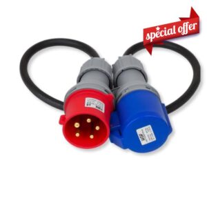 3 Phase Adaptor 32A 5 Pin to 32A 3 Pin Socket – 415V to 230V Industrial Power Converter