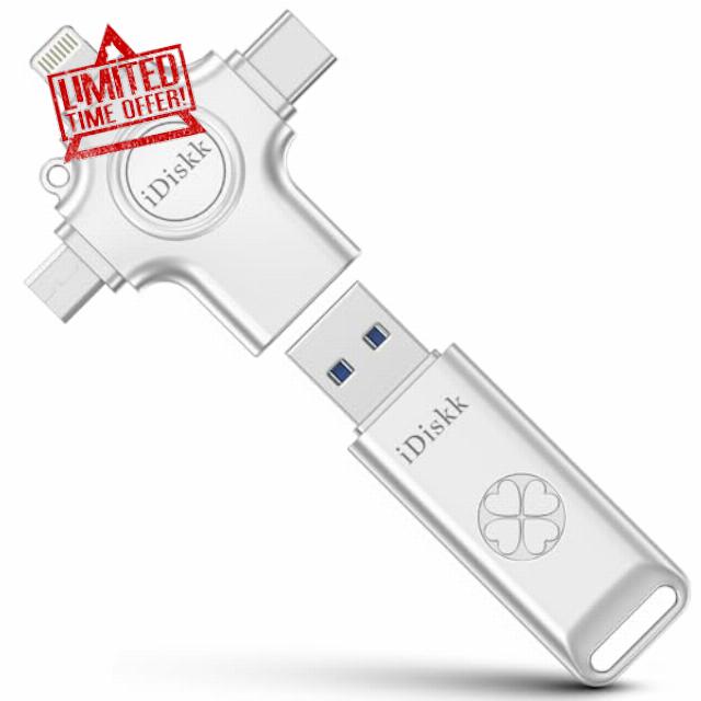 iDiskk Photo&Video Storage USB Memory Stick: Auto Backup 128GB USB 3.0 Flash Drive for iPhone or iPad or Android