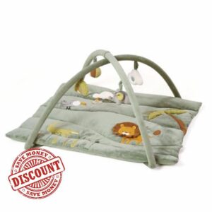 MiniDream 2-in-1 Baby Playmat & Playpen Mat – Jungle Themed Green Activity Gym – Multi-Stage Development Play Mat with Detachable Toys