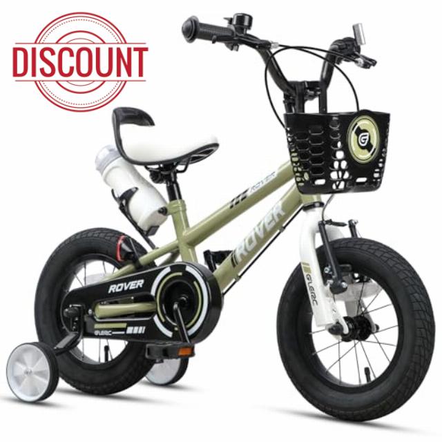 Glerc Rover 12 14 16 18 Inch Kids Bike for 2-9 Years Old Boys Girls Bicycles with Water Bottle & Stabilisers & Basket