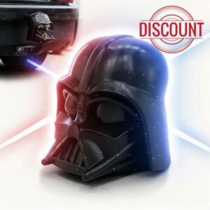 Trailer Hitch Cover Black Helmet Sci-Fi Design - Mask Galactic Space Warrior - Protective Cap 50mm Ball Head - Universal AHK Cap Trailer Funny Space Technology Fans - Made by R-Satz Shop