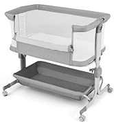 COSTWAY 5 in 1 Travel Cot, Folding Baby Playard with Bassinet, Mattress, Music Box, Hanging Toys,...