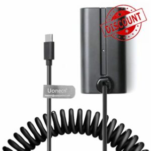 Uonecn USB-C to NPF Dummy Battery Coiled Power Cable - Compatible with Sony NP-F550