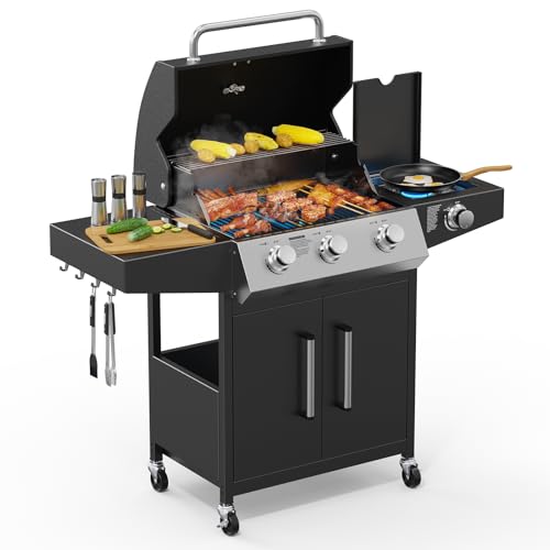 Outdoor Portable Barbecue with Side Burner