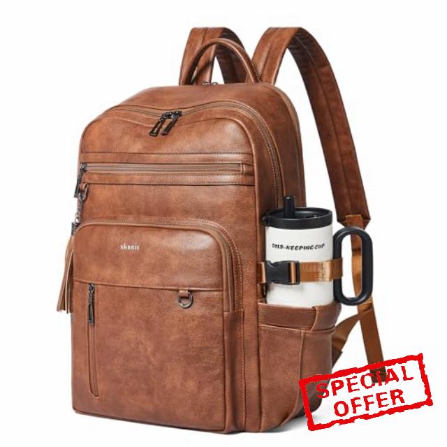 Shrrie Vegan Leather Laptop Backpack for Women