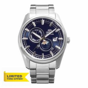 Orient RA-AK0315L Contemporary Narrow Day & Night Men's Automatic Manual Winding Mechanical Casual Bracelet and Stainless Steel Case Blue Dial