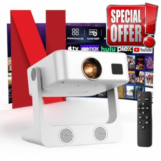 2026 Smart Projector [Compatible with Netflix/Dolby Audio/Disney & Live TV] Native 1080p Projectors 30000 Lumens Portable Projector 4K Auto Focus& 6D Keystone | Screen Mirroring for iOS/Android