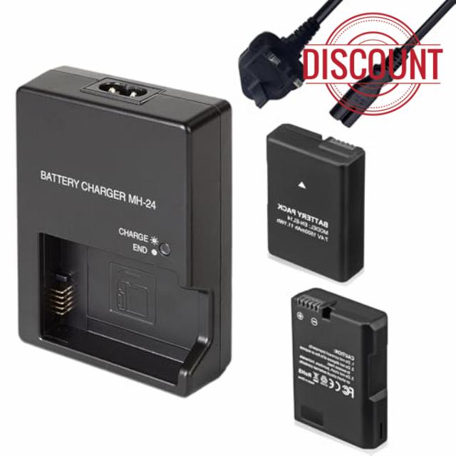 EN-EL14 / EN-EL14a Battery (2-Pack) and MH-24 Battery Charger Compatible with Nikon D3100 D3200 D3300 D3400 D3500 D5100 D5200 D5300 D5500 D5600 DF Coolpix P7000 P7100 P7700 P7800 Cameras