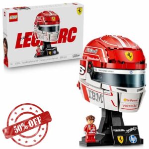 LEGO Editions Scuderia Ferrari HP Charles Leclerc Helmet - F1 Merchandise - Display Model Kit w/Collectible Minifigure - Gift for 14+ Year Old Boys & Adult Motorsport Fans - 43014