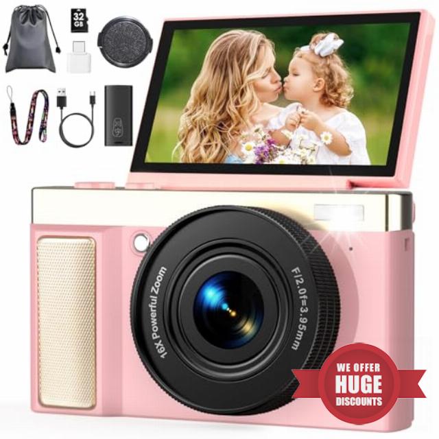 4K 64MP Digital Camera with 32GB TF Card
