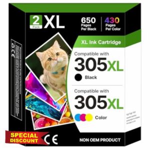 305XL Ink Cartridges Combo Replacement for HP 305 Ink Cartridges Black and Colour