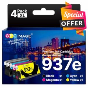 GPC Image 937e 937XL Ink Cartridges Compatible for HP 937 Ink Cartridges Multipack 937e (XL) for HP OfficeJet Pro 9720e 9730e 9120e 9125e 9132e 9135e 9120b 9110b (B/C/M/Y