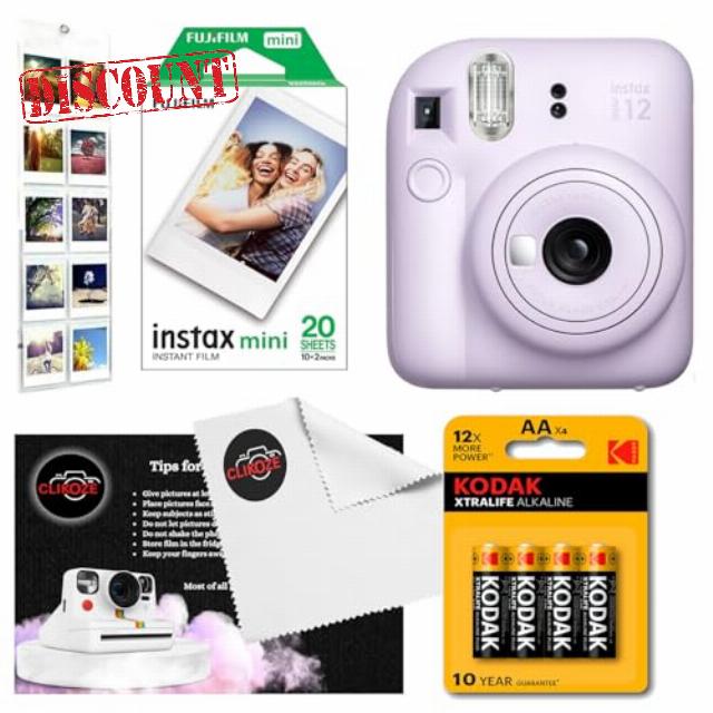 Instant Camera Bundle with Fujifilm Mini 12 Lilac Purple Camera