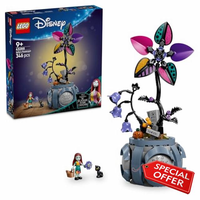 LEGO | Disney Sally's Flowerpot Toy - DIY Bedroom Decor w/ 2 Artificial Flowers