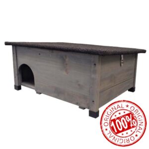 Gardening Naturally Hedgehog House UK Outdoor Shelter With Two Chambers And Waterproof Roof For Garden Wildlife Nesting Resting And Hibernation (Grey)