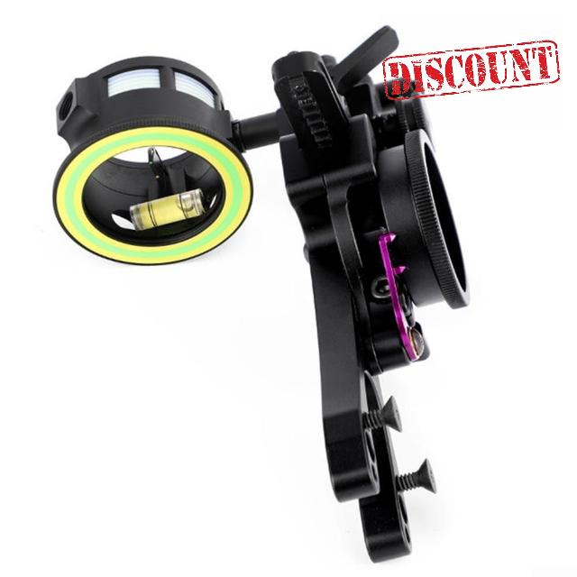 Amy Single Needle Sight Adjustable 4-Way Bow and Arrow Pulley Bow Single Needle Sight Aluminium Alloy Compound Bow Scope with Fine Vertical and Horizontal Tuning for Target Shoo-ting