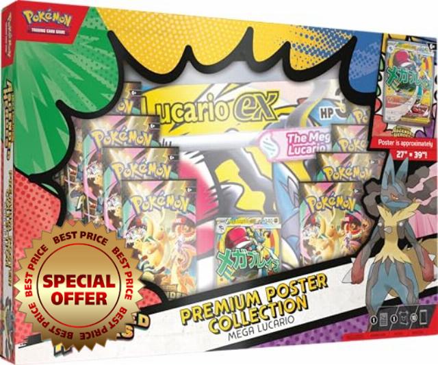 Pokémon TCG: Mega Evolution—Ascended Heroes Premium Poster Collection—Mega Lucario (1 Foil Promo Card