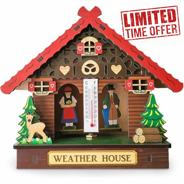 Weather House Wall Mounted Station with Thermometer and Hygrometer