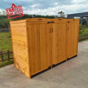 Deluxe 3-Bay Wooden Wheelie Bin Storage