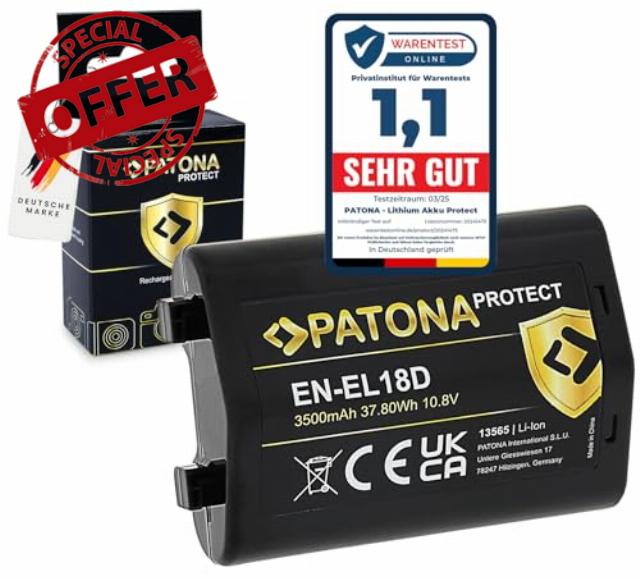 PATONA Protect EN-EL18D Battery 3500mAh / 37.8Wh / 10.8V with V1 Protective Case Compatible with Nikon Z9 D4 D4s D5 D6 D810 D850 Replacement Battery for EN-EL18 EN EL18 EL18D