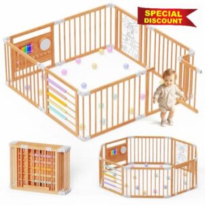 Baby Playpen - 160x160x61cm Adjustable Size & Shape Foldable Play Yard