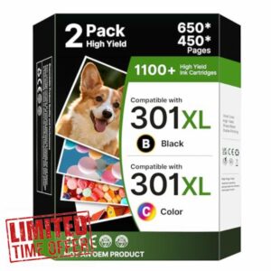 301XL Ink Cartridges Compatible for 301 Ink Cartridges HP Black and Colour for HP Envy 4500 5532 5530 4507 4504 DeskJet 2544 2542 2540 1514 OfficeJet 4630 4632 4634 (Black and Tri-color