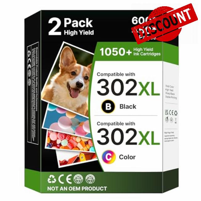 302XL Ink Cartridges Compatible for HP 302XL Black and Colour Ink Cartridges for HP Envy 4527 4520 4522 4523 4524 OfficeJet 5230 3835 4650 3831 DeskJet 3630 3636 3632 (Black and Tri-color