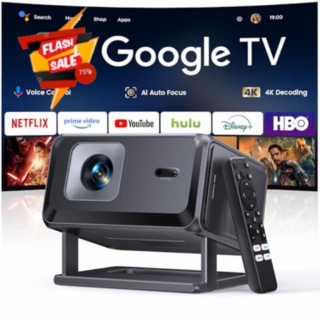 【Built-in Google TV】Smart 4K Projector for Home Cinema