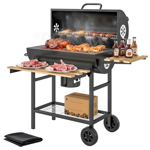 Barrel BBQ Smoker with Warming Rack