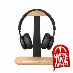 Wooden Headphone Stand & Storage Base. Premium Beechwood Headset Holder