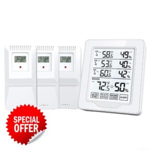 ABS Wireless Thermometer Hygrometer 3 Sensors