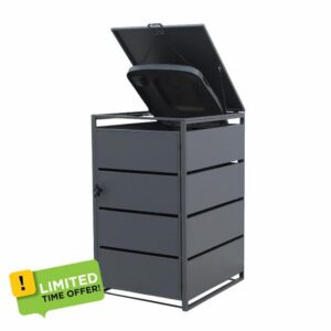 Metal Wheelie Bin Storage for 240L Bin Heavy Duty Galvanized Steel Bin Storage Shed with Locking Door