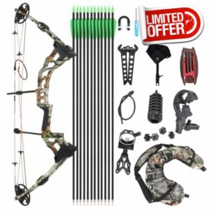 Compound Bow Arrows Kit - 0-70lbs Adjustable 320fps for Hunting & Shooting | Complete Archery Accessories Included