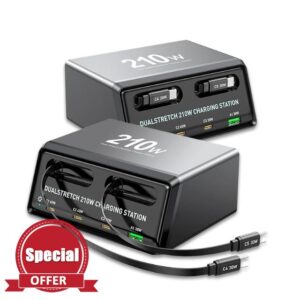 210W GaN Charger with 2 Retractable Cables