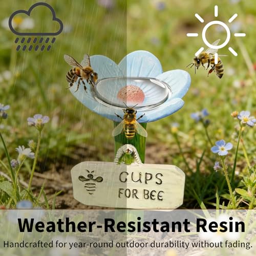 Colorful Resin Bee Cups Pollinator Drinking Feeder for Bees & Butterflies Garden Yard Lawn Decor (5pcs)