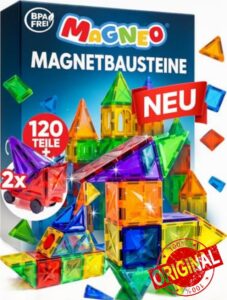 Magnetische Bouwstenen 120-delig (2 Auto's) – Magnetisch Speelgoed 3 Jaar – Magnetic Tiles Kids – Creatieve Bouwset voor Kinderen – Educational Magnet Speelgoed
