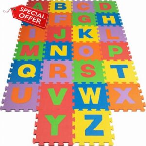 26PCS Alphabet Kids Play Mat – 30x30cm Interlocking Floor Mats – Multicolour Soft & Non Slip EVA Foam Mats | Safe & Comfortable | 12mm Thick Play Flooring