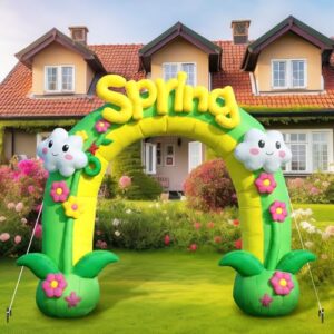 Inflatable Green Archway Blow up Yard Decorations with LED Lights for Spring Summer Outdoor Event Birthday Holiday Party Garden Lawn Decoratio