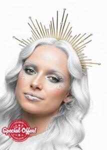 Struts Deluxe Snow Queen Diamante Crown Headband White Witch Fancy Dress