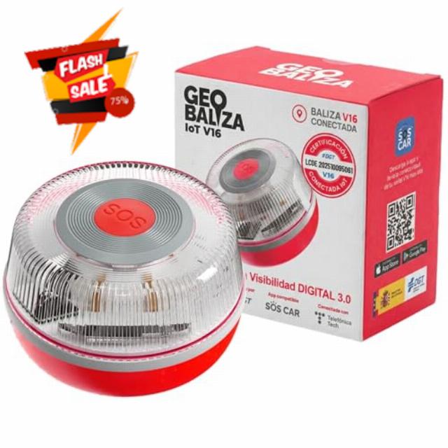 Beacon V16 Certified DGT with Geolocator | Emergency Light Car Certified DGT 3.0 | 12 Years Connectivity | V16 Approved 2026