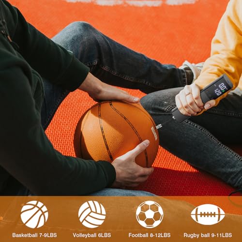 Smart Air Pump Portable Fast Ball Inflation with Accurate Pressure Gauge and Digital LCD Display for Basketball Football Soccer Volleyball Swimming Ring Balloo