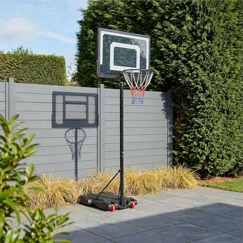 Basketball Hoop and Stand 1.6m-2.10m Portable Adjustable Height Net Set System on Wheels Sturdy Backboard for Game Park Garden Indoo