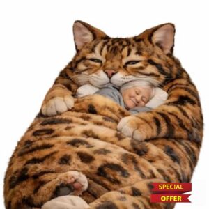 Plush Cat Print Envelope Sleeping Bag