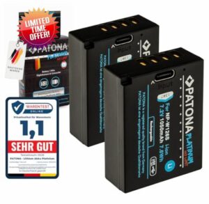 PATONA 2 x Platinum NP-W126S Battery 1050 mAh USB-C Input Compatible with Fujifilm FinePix HS50EXR HS30EXR X100F X100V X-T1 X-T2 X-T3 X-T20 X-T30 II X-Pro1 X-Pro3 X-E1 X-E4 X-A1 X-A7 X-H1 NPW1 26S S