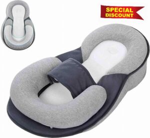 Reflux Wedges Breastfeeding Nursing Pillow，Feeding Support Pillow for Reducing Spit-Up with Safety Strap