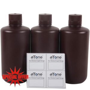 3X 1000ml Darkroom Chemical Storage Bottles Liquid Container Film Photo Developing Processing Equipment Printing Photosensitive UV Resin LCD/DLP Storage Amber Bottle 1L