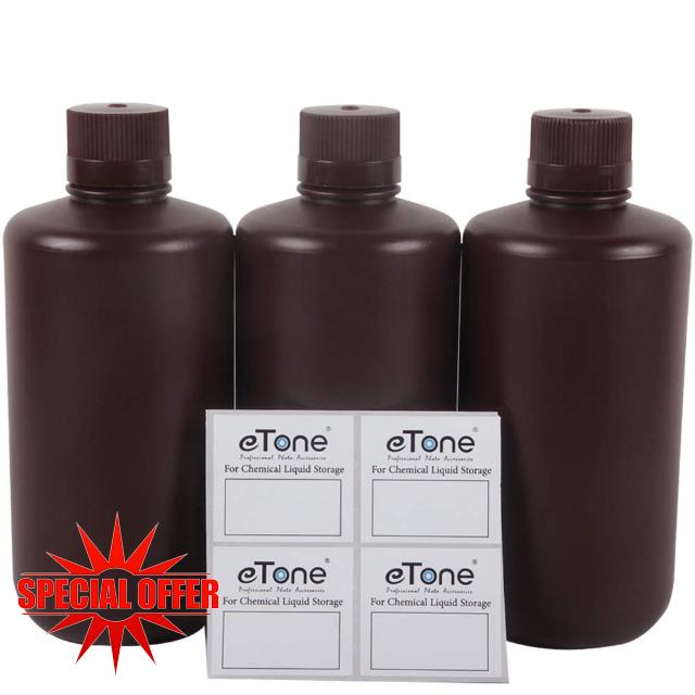3X 1000ml Darkroom Chemical Storage Bottles Liquid Container Film Photo Developing Processing Equipment Printing Photosensitive UV Resin LCD/DLP Storage Amber Bottle 1L