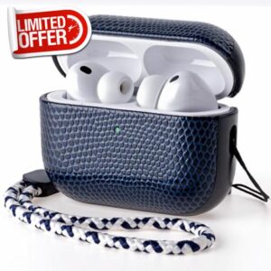 Leather Case for AirPods Pro 3 (3rd Gen 2025) with Adjustable Braided Lanyard