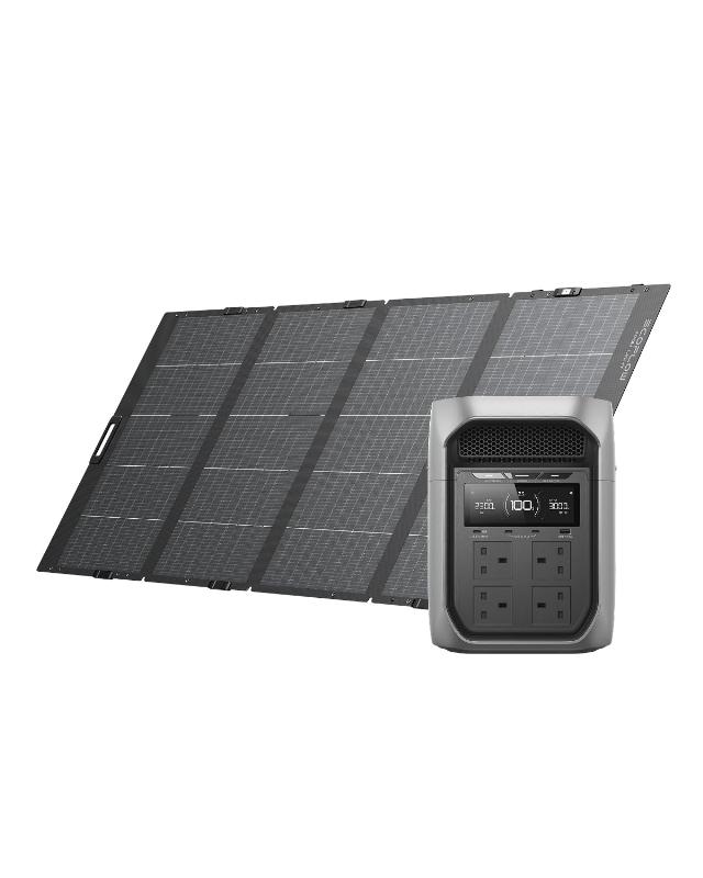 EF ECOFLOW Portable Power Station DELTA 3 Max Plus with 400W Bifacial Solar Panel