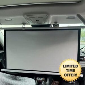 Mini Projection Screen Manual Retractable Car SUV Movies Screen Portable Projector Screen Small For RV Motorhome，40in Pull Down And Roll Up Screen Little(White)